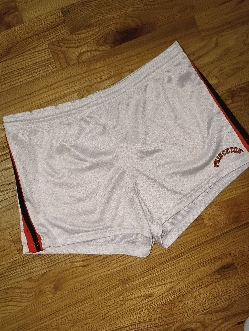 Princeton Men's White Mesh Shorts with Orange & Black Trim